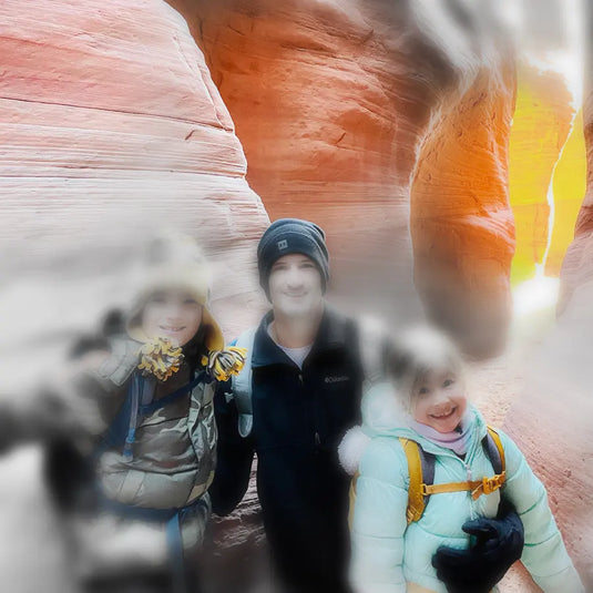 Blurred image of Stephen, Luke, and Tyler to portray what living with RP can look like